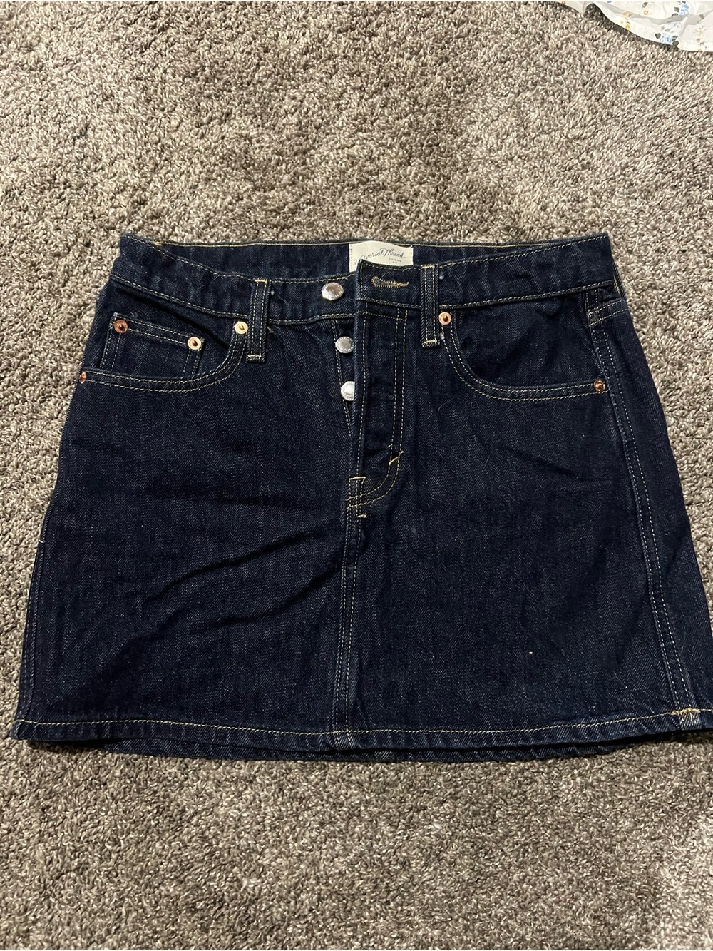 Universal Thread Dark Blue Denim Mini Skirt with Button Front